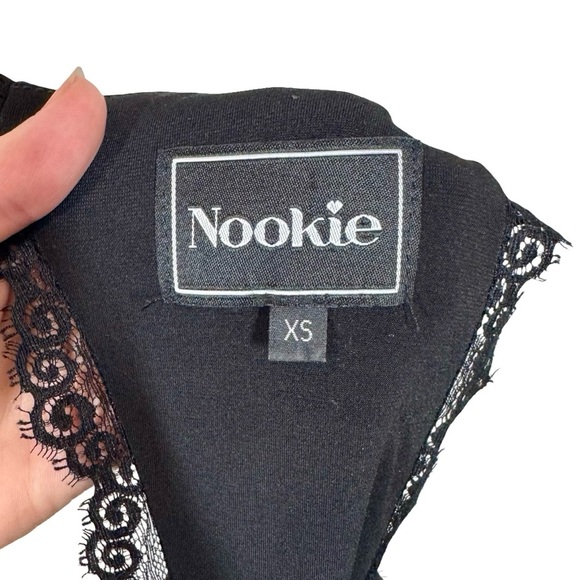 Nookie Sweet Life High Neck Cutout Lace Trim Pencil Midi Dress Black x Revolve - Picture 7 of 13